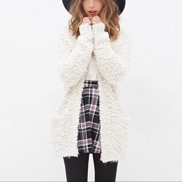 long white fluffy cardigan
